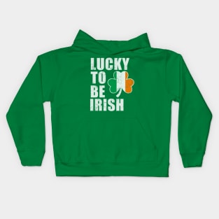 Lucky To Be Irish St Patrick's Day Ireland Flag Shamrock Kids Hoodie